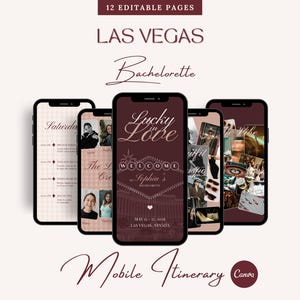 Vegas Bachelorette Itinerary Template, Editable Canva PDF, Interactive Bridal Weekend, Luxury Girls Trip Planner, Mobile Bridal Website