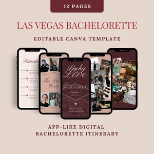 Vegas Bachelorette Itinerary Template, Editable Canva PDF, Interactive Bridal Weekend, Luxury Girls Trip Planner, Mobile Bridal Website