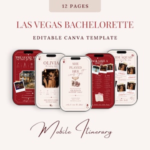 Las Vegas Bachelorette Itinerary Template Bundle | Editable Vegas Bach Weekend Canva Template | Casino Theme Bridal Party Planner