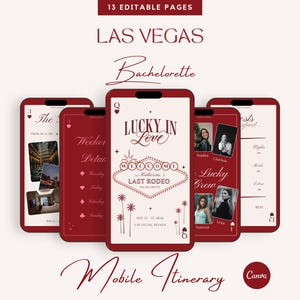 Lucky in Love Bachelorette Itinerary Template | Mobile Bachelorette Website | Editable Canva Bach Planner | Interactive Digital Travel Guide