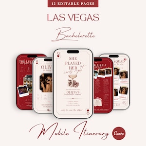 Las Vegas Bachelorette Itinerary Template Bundle | Editable Vegas Bach Weekend Canva Template | Casino Theme Bridal Party Planner