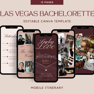 Vegas Bachelorette Itinerary Template, Editable Canva PDF, Interactive Bridal Weekend, Luxury Girls Trip Planner, Mobile Bridal Website