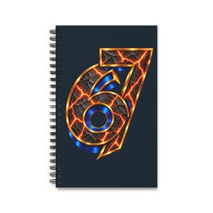 NovaLabX Six Seven Lava Spiral Notebook | 67 Lava Design in Gold and Navy | Lined, 160 Pages