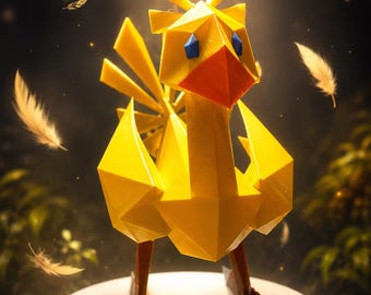 3D Printed Low Poly Chocobo – Gamer Decoration