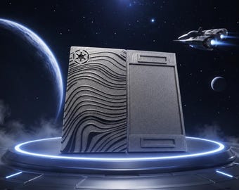 Minimalist Silver and Black Card Holder / "Mandalorian Beskar"