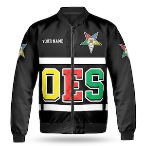 Personalized OES Jacket with Chapter Name & Number, Order of the Eastern Star Gift,Custom Eastern Star Apparel, OES Sisterhood Bomber Jacket