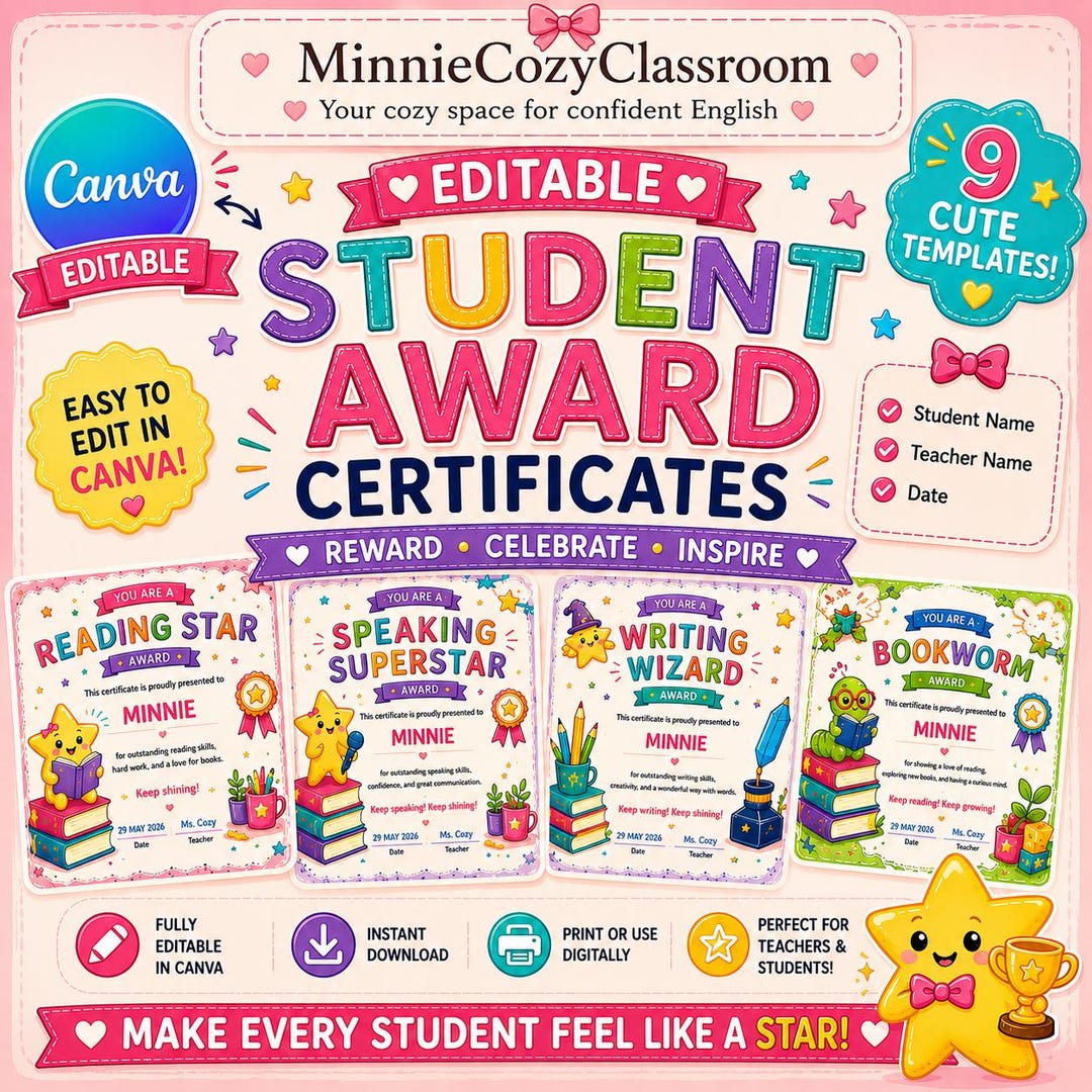 Editable Student Award Certificates | Canva Certificate Templates