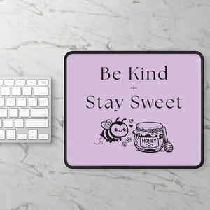 Lilac Be Kind Stay Sweet Mouse Pad | Bee and Honey Jar Kids Desk Mat