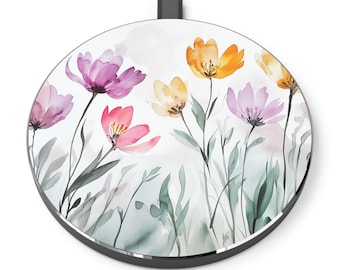 Aquarell Wildblumen Wireless Ladegerät | Floral Handy Ladepad