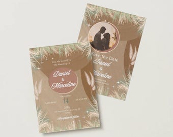 Rustic, Earthy Wedding Invitation Template | Editable Canva Invite | Rustic, earthy Wedding Suite | Digital Download