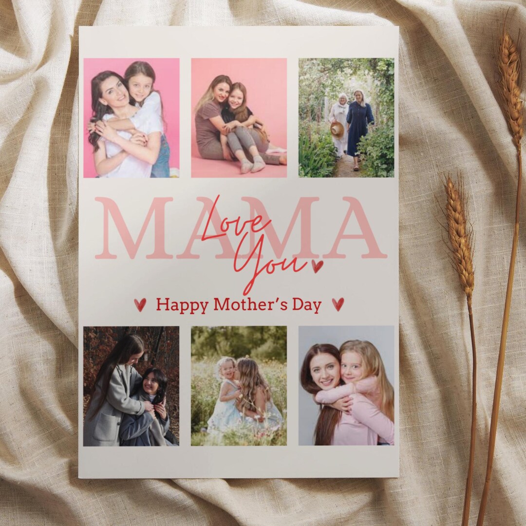 Mother's Day Photo Card Template, Editable Canva Collage, Personalized ...