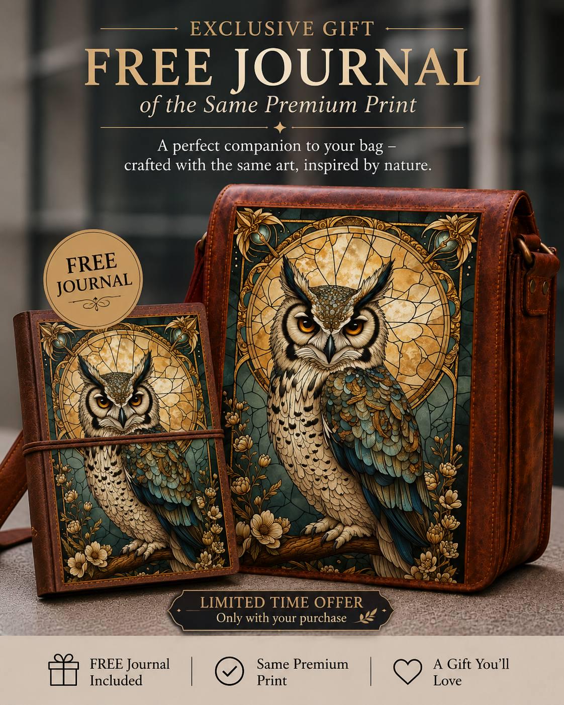 Vintage Owl Leather Messenger Bag for Men, Full Grain Laptop Satchel, Handmade Brown Crossbody Work 