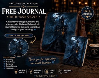 Gothic Castle Leather Messenger Bag with Free Journal, Moonlit Fantasy Crossbody Satchel, Handmade Shoulder Bag Gifts for men and women