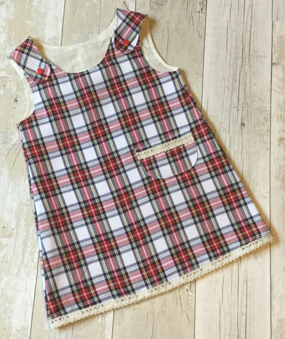 mustard tartan pinafore dress