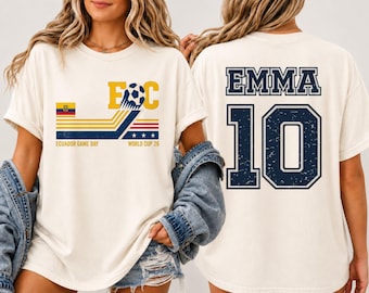 Personalized Ecuador Soccer 2026 Comfort Colors Shirt | Custom Name Number Ecuador Jersey Style Tee | Baby Toddler Youth Adult