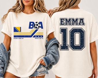 Personalized Bosnia & Herzegovina Soccer 2026 Comfort Colors Shirt | Custom Name Number 90s Vintage Game Day Tee | Baby Toddler Youth Adult