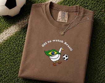 Brazil Soccer Shirt, Embroidered Football Goose Comfort Colors Tee, Funny Brazilian Fan Gift, Brazil Futbol Game Day Shirt