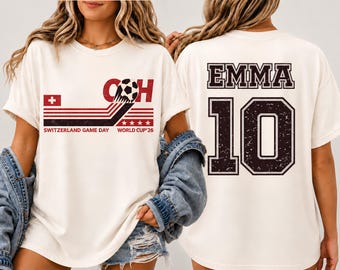 Personalized Switzerland Soccer 2026 Comfort Colors Shirt | Custom Name Number Swiss Vintage Game Day Tee | Baby Toddler Youth Adult