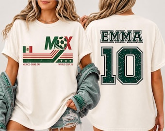 Mexiko Fussball 2026 Shirt personalisiert | Benutzerdefinierte Name & Nummer Mexico Game Day T-Shirt | Baby, Kleinkind, Jugend Erwachsene Fußball-Fan-Shirt