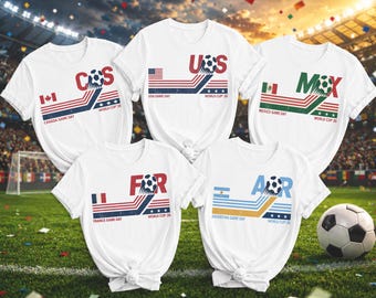 Personalized Soccer Shirt Any Country 2026, Custom Name Number Back, Country Flag Game Day Tee, Baby Toddler Youth Adult Fan Shirt