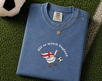 England Soccer Shirt, Embroidered Football Goose Comfort Colors Tee, Funny England Fan Gift, Football 2026 Game Day Shirt