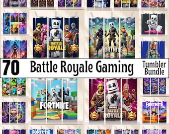 70 Gaming Battle Royale Tumbler Wrap Bundle, Gamer Inspired 20oz Skinny Tumbler PNG, Digital Sublimation Wrap Designs instant download