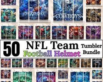 50 Football Helmet Tumbler Wrap Bundle | Team Mascot PNG Designs | Sports Sublimation American Football Style PNG Digital Download