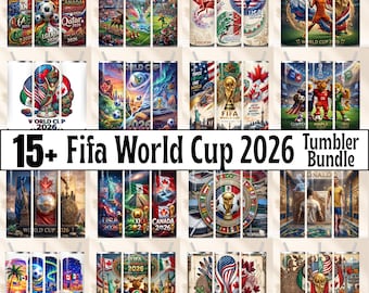 Soccer World Cup 2026 Tumbler Wrap Bundle, Football Cup 20oz Skinny Sublimation PNG, USA Canada Mexico Tumbler Designs