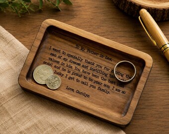 Personalized Engraved Wood Tray, Ring Dish, Key Tray, Father of Bride Gift, Dad Gift from Daughter