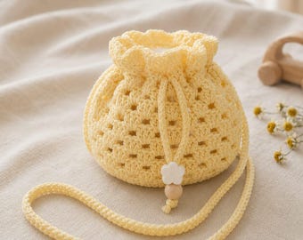 Crochet Baby Bag Pattern | Beginner Drawstring Purse Tutorial (PDF Download)