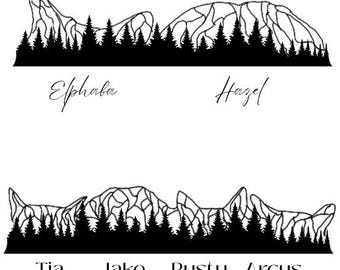 Custom Pet Ear Mountain Line Art • Personalized Pet Portrait • Multiple Pets • Minimalist Pet Outline •Font Options