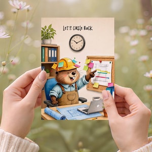 Let's Circle Back Birthday Card, Funny Office Humor, Cubicle Crew, Barry the Beaver Project Manager, Digital Download