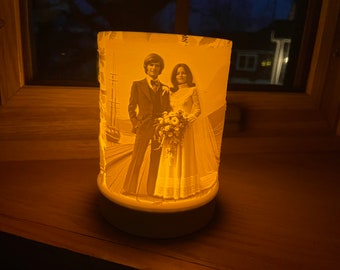 Anniversary Personalized Photo 3D Printed Lithophane Flameless Candle Timer