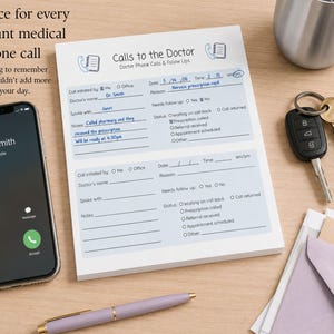 Doctor Call Tracker Notepad, Keep Referrals, Follow Ups & Medical Notes Organized, Calls to the Doctor Notepad for Family Caregivers