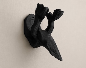 3D Printed European Mount Wall Bracket – Minimalist Deer Skull Hanger, Antler Display Mount