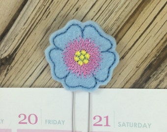 Flower Planner Paper Clip, Flower Bookmark, Spring Planner Paperclip, Planner Accessory, Book Accessories - Blue