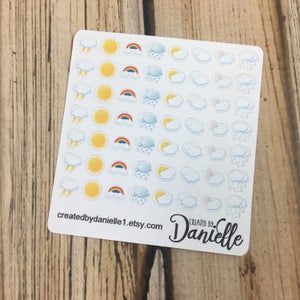 Tiny Weather Stickers, Weather Planner Stickers, Daily Weather Stickers, Journal Planner Sticker, set of 56