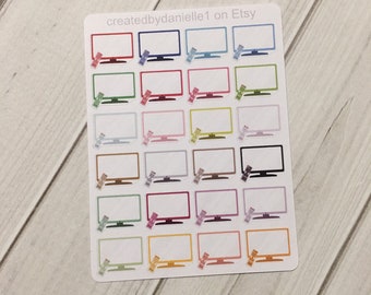 Mini TV Planner Stickers, Television Program Stickers, Movie Planner Stickers, set 24