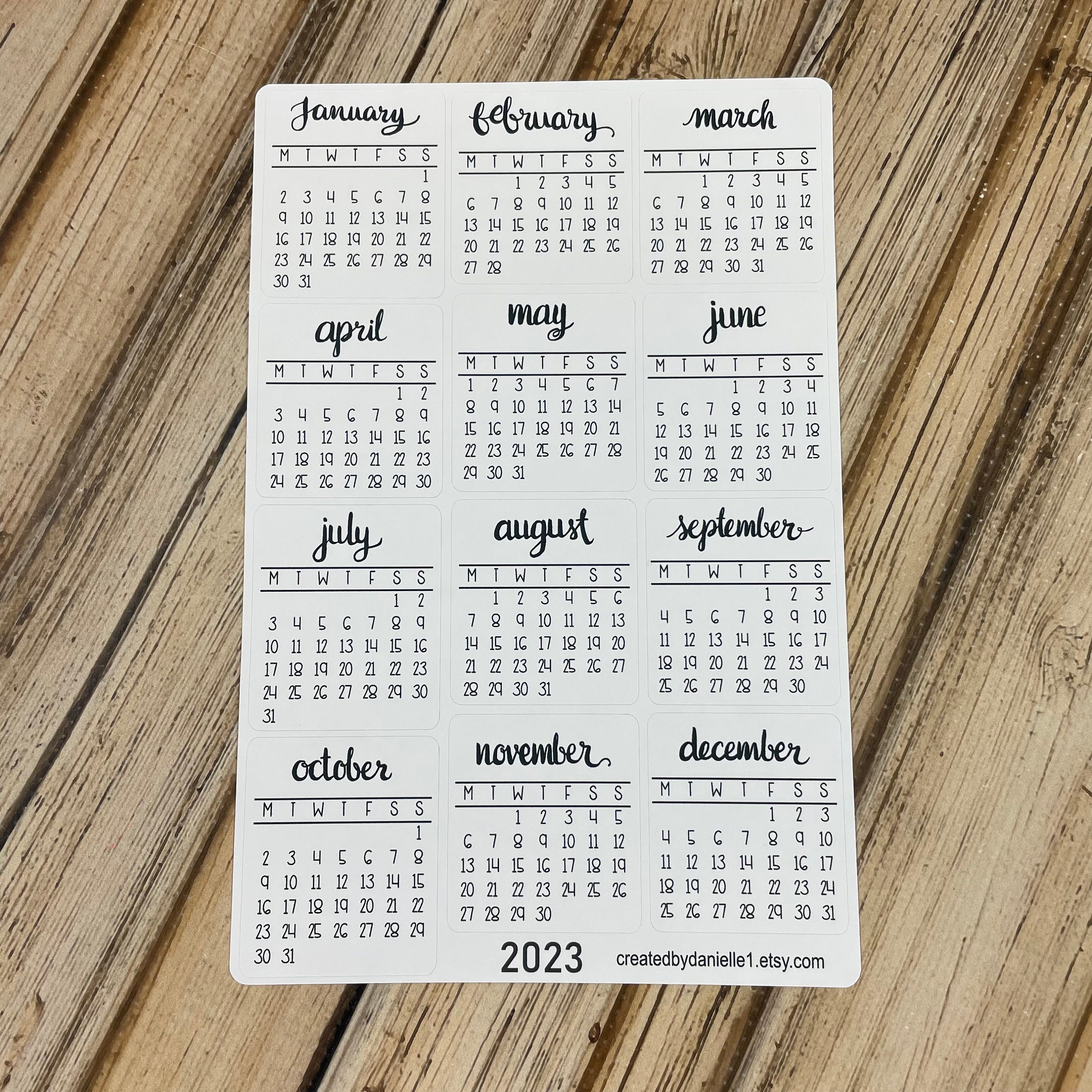 2023 Monthly Calendar Planner Stickers Bullet Journal Etsy UK