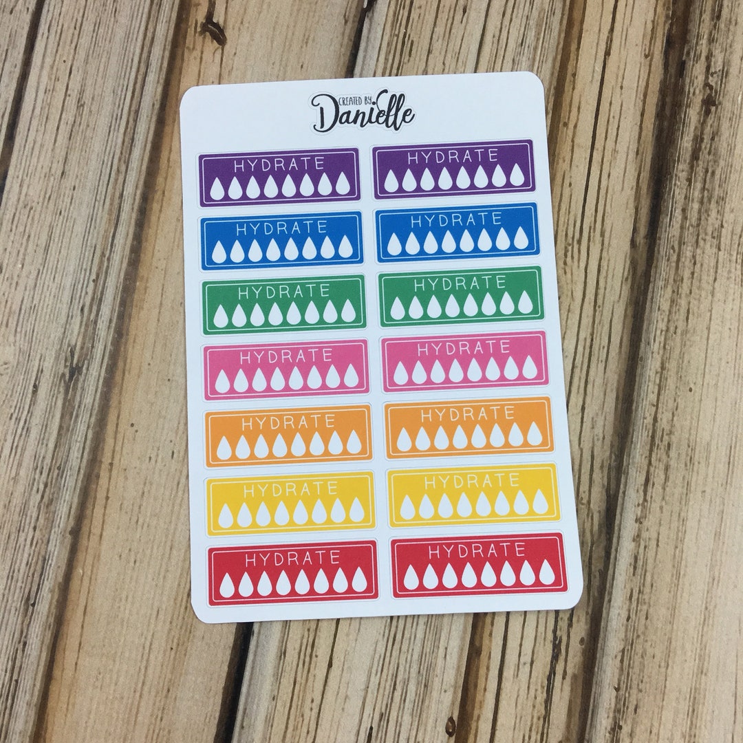 Hydrate Planner Stickers, Water Planner Stickers, Hydrate Stickers ...