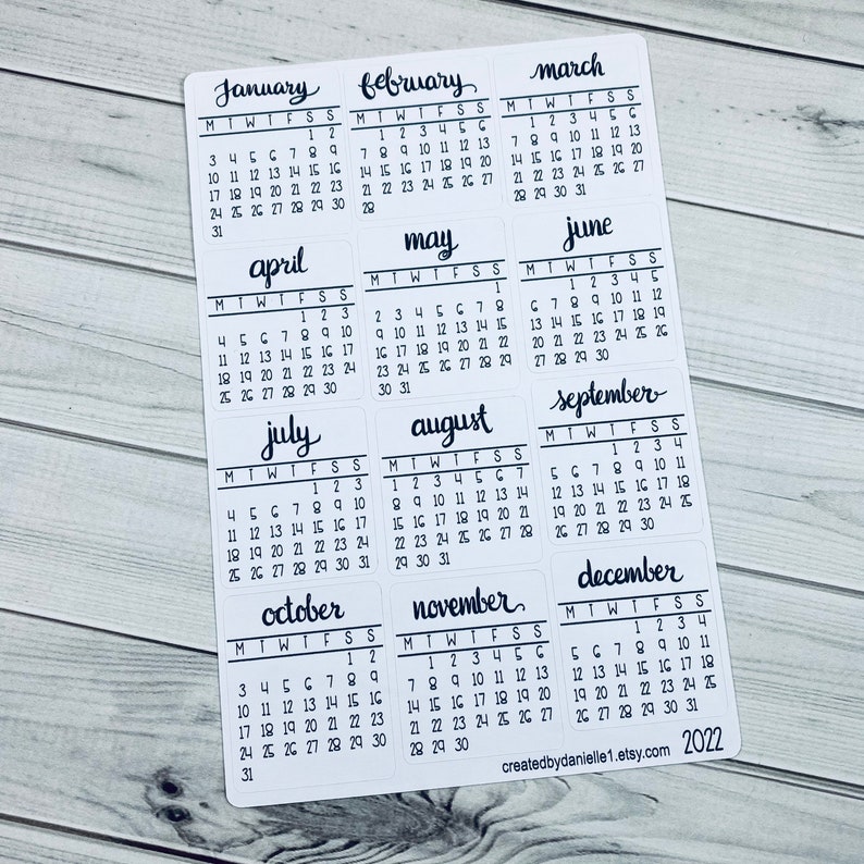 2022 monthly calendar planner stickers bullet journal etsy