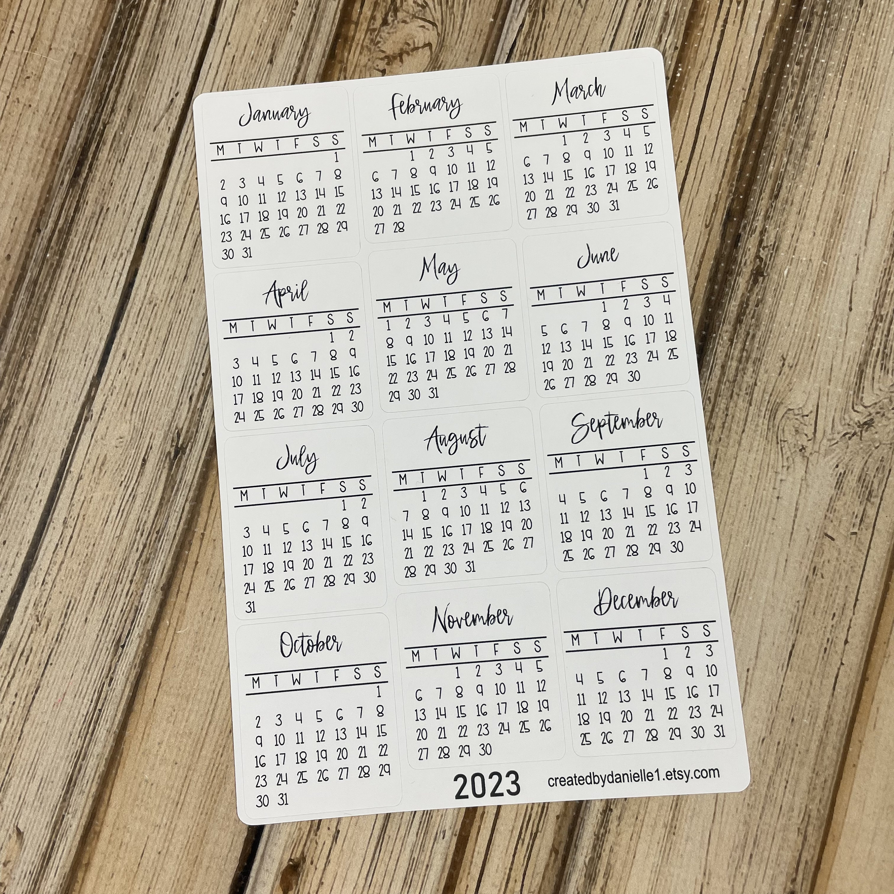 uyfrtdredswes Nuevo Calendario 2020 Pegatinas Notebook Planificador Decorateative Etiqueta Mini Calendario Etiqueta del índice de Kawaii Papelería Paquete de 2 Piezas 