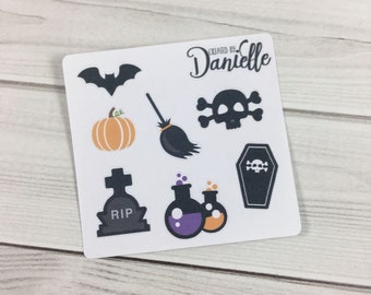 Halloween Planner Sticker Sampler, October Planner Stickers, Holiday Planner Stickers, set of 7