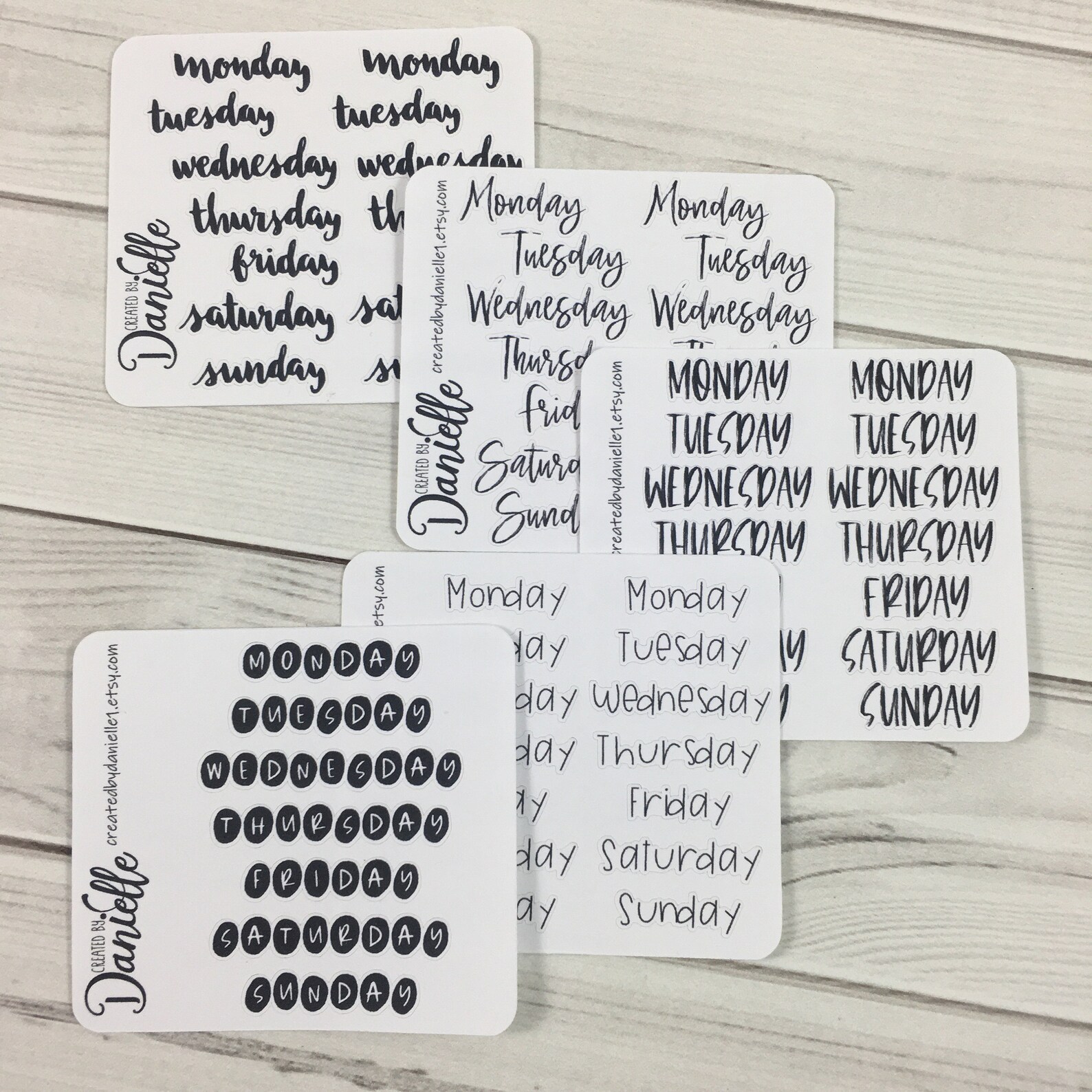 Black Days of the Week Daily Planner Stickers Bullet Journal | Etsy