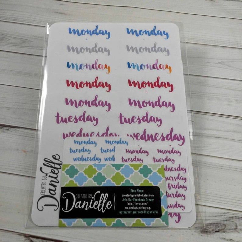 Rainbow Days of the Week Stickers Bullet Journal Stickers Etsy