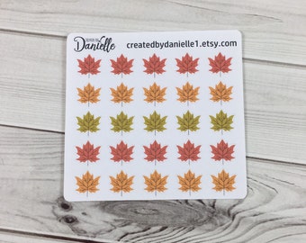 Maple Leaf Planner Stickers, Fall Planner Stickers, Journal Stickers, Scrapbook Stickers, Two (2) Dollar Tuesday Sale, set of 25