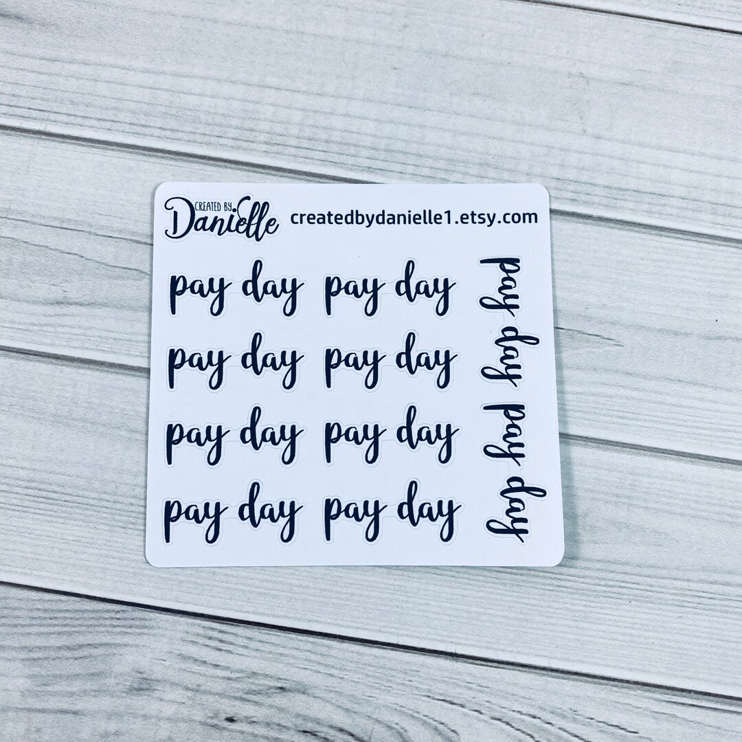 Pay Day Lettering Pay Day Script Word Planner Stickers for Calendar, Journal, Notebook or ...