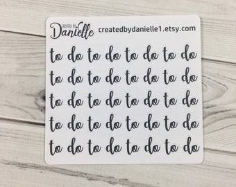 To Do - Script Word Planner Stickers for Calendar, Journal, Notebook or Planner, To Do Stickers,  set of 20 - Black
