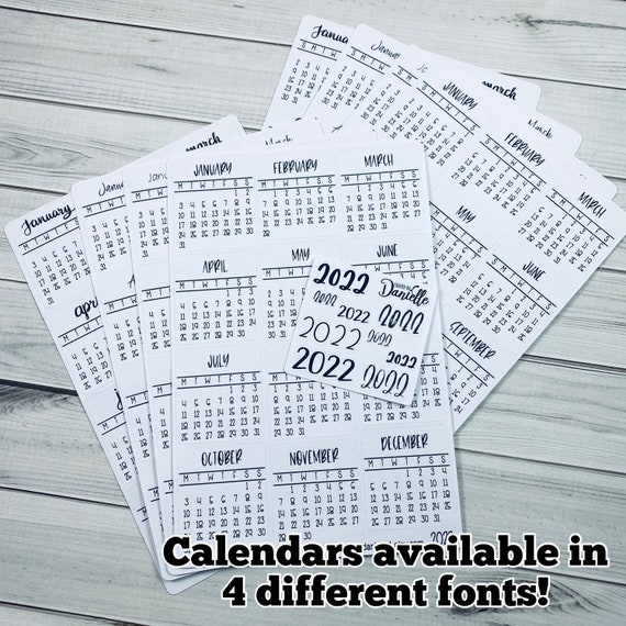2022 Monthly Calendar Planner Stickers Bullet Journal | Etsy