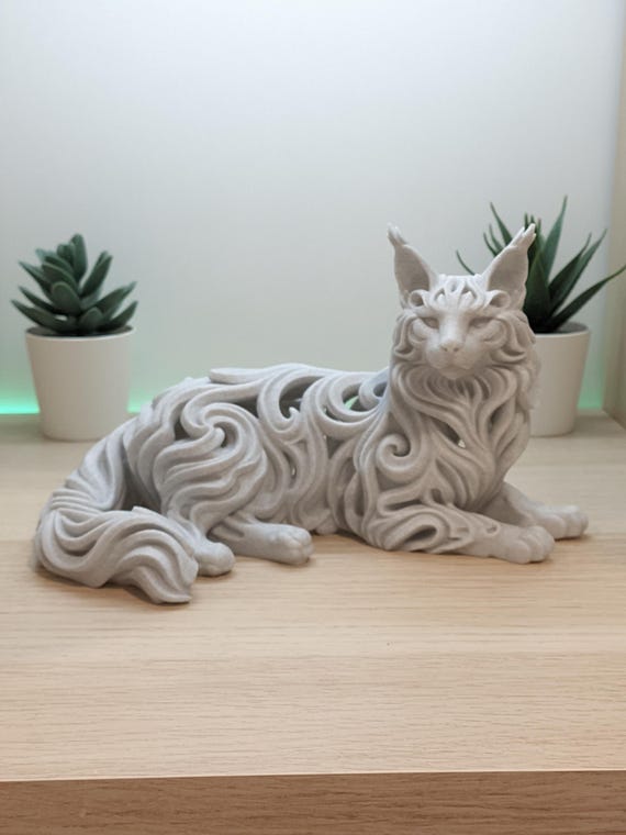 Escultura Gato Maine Coon Fluid Art | Figura Decorativa